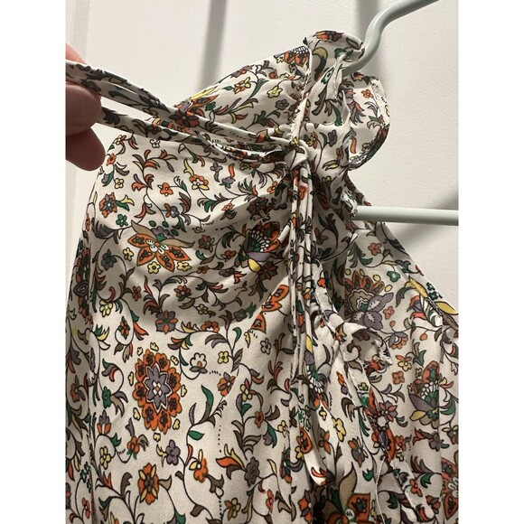 Tory Burch Floral Ruffle Peasant Blouse Women’s 3/4 Sleeve Boho Square Neck Top - Picture 3 of 6
